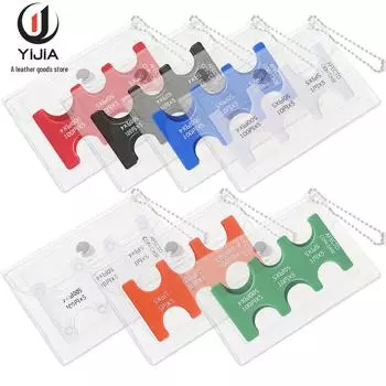 Прозрачный ПВХ-кошелек для монет с отделениями для карт и зажимом для японских и корейских монет Clear PVC Card Slot розовый