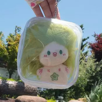 Прозрачный ПВХ кукольный дисплей защитный чехол милый кукольный мешок для хранения брелок подвеска чёрный