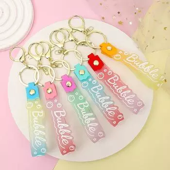 Прозрачный ПВХ мягкий резиновый брелок для ключей английский маленький цветок желе цвета сливы конфетный цвет капли клейкий браслет A18