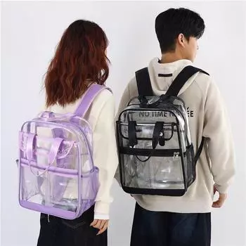 Прозрачный ПВХ рюкзак большой емкости школьный рюкзак для путешествий компьютерный рюкзак розовый