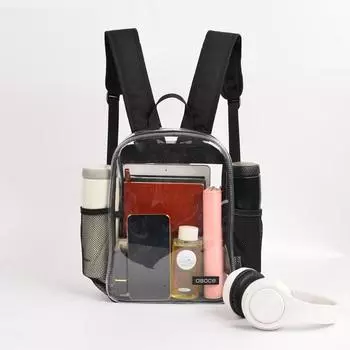 Прозрачный ПВХ рюкзак мужской повседневный мужской и женский рюкзак чёрный