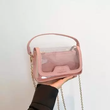 Прозрачный ПВХ сращивания 2024 Западный стиль Новая летняя модная повседневная маленькая свежая желеобразная маленькая квадратная сумка через плечо на одно плечо