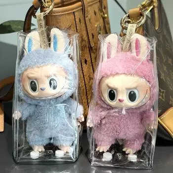 Прозрачный пылезащитный защитный чехол для подвесных аксессуаров Labubu Cotton Doll Storage Bag Keychain