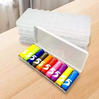 Прозрачный ящик для хранения батареек с крышкой, большая емкость, 10 слотов, компактный портативный органайзер для батареек типа АА, чехол для хранения белый