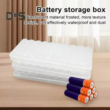 Прозрачный ящик для хранения батареек с крышкой, большая емкость, 10 слотов, компактный портативный органайзер для батареек типа АА, чехол для хранения белый