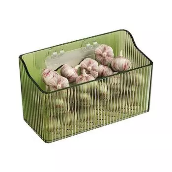 Прозрачный ящик для хранения имбиря, самоклеящийся контейнер для ароматизаторов и специй, настенная корзина, крепление на стену, без перфорации зелёный