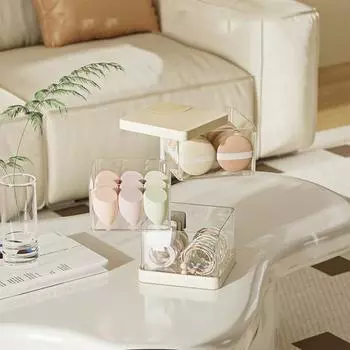 Прозрачный ящик для хранения косметики, дышащий влагостойкий U-образный вращающийся органайзер, многослойная полка для хранения яиц для красоты Dual Layer белый