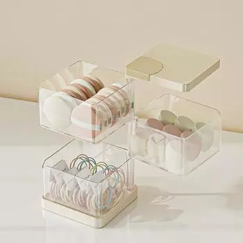 Прозрачный ящик для хранения косметики, дышащий влагостойкий U-образный вращающийся органайзер, многослойная полка для хранения яиц для красоты Dual Layer белый