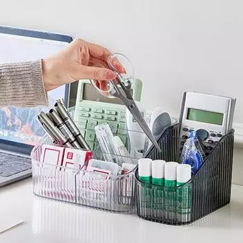 Прозрачный ящик для хранения косметики, органайзер с несколькими отделениями, столешница для ванной комнаты, настольный контейнер для губной помады и макияжа S белый