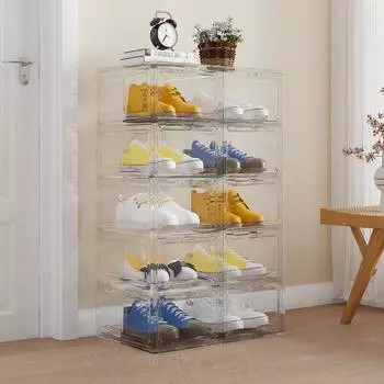 Прозрачный ящик для хранения обуви с магнитной застежкой, пыле-влагостойкий, декоративный откидной шкаф для обуви, бытовые стеллажи для хранения в общежитии