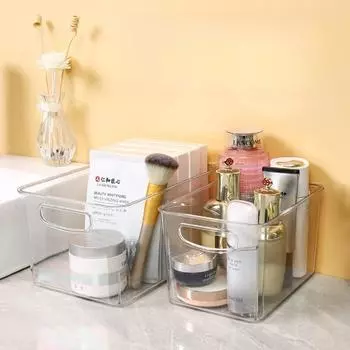 Прозрачный ящик для хранения ПЭТ, ящик для хранения книг, бытовая корзина для хранения, устойчивая к падению, корзина для хранения в холодильнике и сортировка мусора S