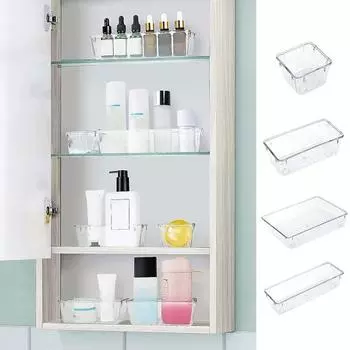 Прозрачный ящик для хранения ящиков Прозрачный акриловый органайзер для ящиков Сливные отверстия Лоток для хранения ящика Штабелируемый ящик для хранения S прозрачный