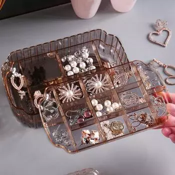 Прозрачный ящик для хранения ювелирных изделий, большой вместительный многослойный пылезащитный контейнер для сережек и колец, настольный органайзер для ювелирных изделий, чехол