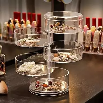 Прозрачный ящик для хранения вещей для дома, гостиной и спальни, косметики и ювелирных изделий, ящик для хранения мелких предметов, вращающийся пластиковый ящик для хранения