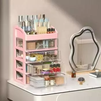 Прозрачный ящик для хранения вещей в стиле ящика, пылезащитный, антиотрывной дизайн, коробки для хранения косметики, верхняя сетка для хранения, настольный органайзер