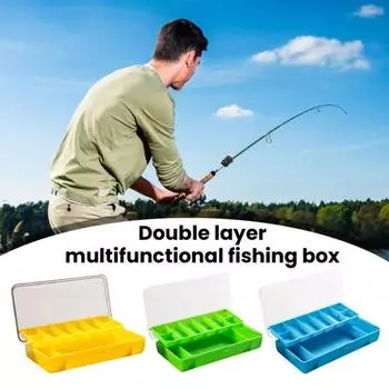 Прозрачный ящик для рыболовных приманок, двухслойный, с несколькими отделениями, портативный, водонепроницаемый, прочный, для искусственных рыболовных приманок, аксессуаров, органайзер
