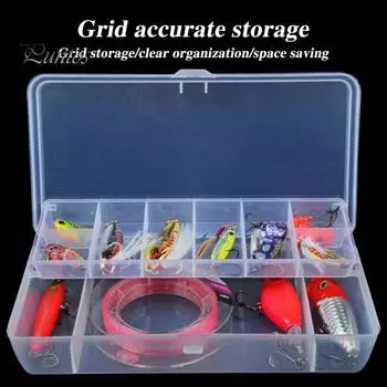 Прозрачный ящик для рыболовных приманок, двухслойный, с несколькими отделениями, портативный, водонепроницаемый, прочный, для хранения искусственных рыболовных приманок и аксессуаров белый