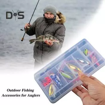 Прозрачный ящик для рыболовных приманок, двухслойный, с несколькими отделениями, портативный, водонепроницаемый, прочный, для хранения искусственных рыболовных приманок и аксессуаров белый