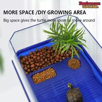 Прозрачный резервуар для черепах Дом для купания Клетка для воды Среда обитания рептилий Резервуар для черепах с зоной для купания и разведения корма для плавания