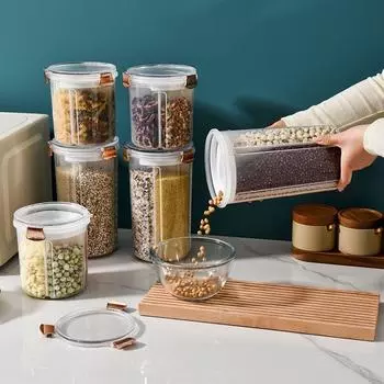 Прозрачный резервуар для хранения зерна, герметичный контейнер для хранения холодильника, ящик для хранения продуктов питания для дома 2500ML