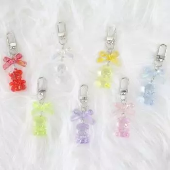Прозрачный резиновый брелок в виде мармеладного мишки, украшение на сумку, симпатичная подвеска на сумку, автомобильный аксессуар pink-bear