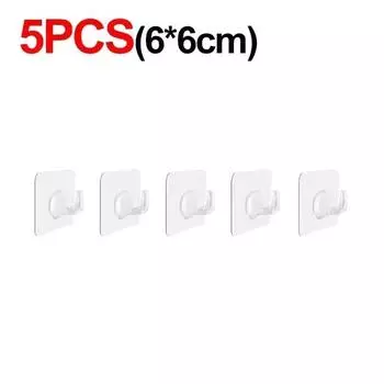 Прозрачный роговой крючок, самоклеящийся крючок для спальни, кухни, ванной комнаты, стены, без перфорации, без маркировки, несущий самоклеящийся крючок, пластиковый крючок 5pcs прозрачный