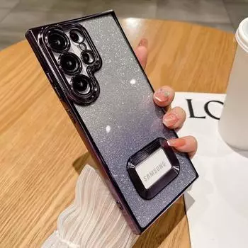 Прозрачный роскошный градиентный цветной мягкий чехол для Samsung Galaxy S24 S23 Ultra S22 Plus S20 Fe A54 5G iPhone 16 15 14 13 ударопрочный TPU блестящий чехол Samsung S23 золотой