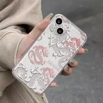 «Прозрачный розовый чехол с изображением тотема дракона для iPhone 11/12/13/14/15 Pro Max и XS/X» iPhone 13 Mini