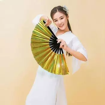 Прозрачный ручной веер 13 ребер простой ручной блестящий складной A