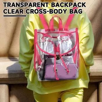 Прозрачный рюкзак из ПВХ, одобренный стадионом, водонепроницаемый прозрачный видимый рюкзак на шнурке для мужчин и женщин, подростковая уличная дорожная повседневная сумка, школьная сумка