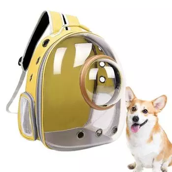 Прозрачный рюкзак-переноска для кошек с сеткой, переносная сумка для путешествий для домашних животных, дышащая прозрачная сумка для хранения вещей для походов и домашних животных чёрный