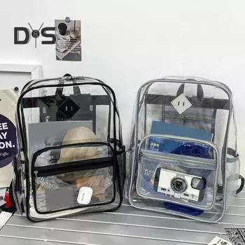 Прозрачный рюкзак с регулируемым сетчатым плечевым ремнем, водонепроницаемая большая вместительная школьная сумка с видимыми отделениями, школьная сумка для путешествий на открытом воздухе фиолетовый