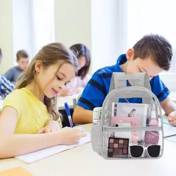 Прозрачный рюкзак с сетчатым наплечным ремнем, большая вместимость, школьная сумка, видимая школьная сумка для путешествий на открытом воздухе серый