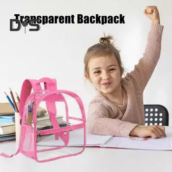 Прозрачный рюкзак с сетчатым наплечным ремнем, большая вместимость, школьная сумка, видимая школьная сумка для путешествий на открытом воздухе чёрный