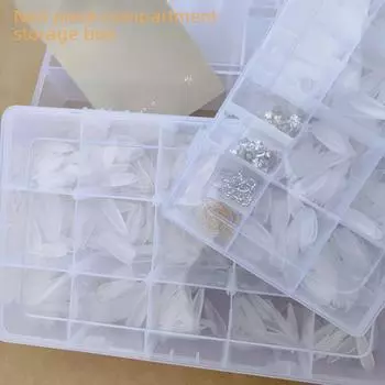 Прозрачный съемный ящик для хранения наращенных ногтей с 15 отделениями