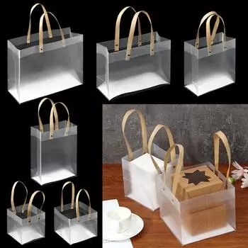 Прозрачный с ручками Подарочная упаковка Матовые полипропиленовые пакеты Прозрачный тоут 1