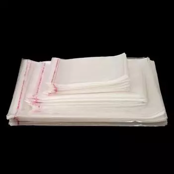 Прозрачный самоклеящийся пластиковый пакет для упаковки 5 wires*3.3*9.9(7.2+2.7)*100 pcs