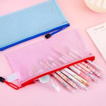 Прозрачный сетчатый чехол с ручкой-молнией, водонепроницаемый пластиковый чехол для документов, многоцелевая дорожная сумка для хранения офисной техники as the picture