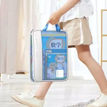 Прозрачный сетчатый мешочек на молнии из нейлона, карман для файлов, канцелярские принадлежности, папка для файлов, сумка для детей синий