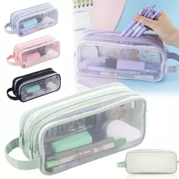 Прозрачный сетчатый пенал, стационарный органайзер для хранения, сумки для макияжа, ручки чёрный