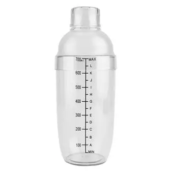 Прозрачный шейкер для коктейлей из ПК-смолы с защитой от протечек и масштабной линейкой(700мл)