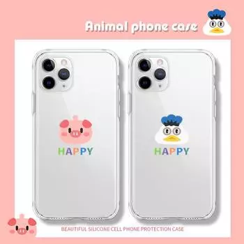 Прозрачный силиконовый чехол для iPhone 14 и 13, OPPO, Vivo - милый мультяшный дизайн iPhone X/XS