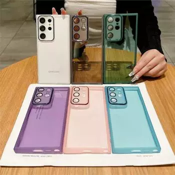 Прозрачный силиконовый чехол для Samsung Galaxy S25 S24 S23 Ultra S22 Plus S21 FE A04S A05 A05S A56 A50 A51 A71 A55 A54 со стеклянной защитной пленкой для объектива Samsung Galaxy A02S (164mm) чёрный