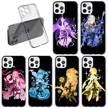 Прозрачный силиконовый чехол для телефона с рисунком аниме Genshin Impact для Apple iPhone 11 13 14 12 Pro 7 8 Plus XR X XS Max 6 6S 14Pro iPhone 14 Pro Max