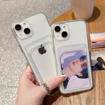 Прозрачный силиконовый чехол с держателем карты для Iphone 14 13 11 12 Pro Max Mini XS Xr 14plus, мягкий защитный чехол для камеры For iPhone XR