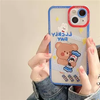 Прозрачный силиконовый чехол с мультяшным дизайном для iPhone 12-15 Pro Max iPhone 7/8