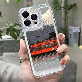 Прозрачный силиконовый чехол с рисунком анимационного поезда для iPhone 16 Pro Max 15 14 Plus 13 12 Pro 11 XR XS 8 7, мягкий противоударный прозрачный чехол для телефона iPhone 16