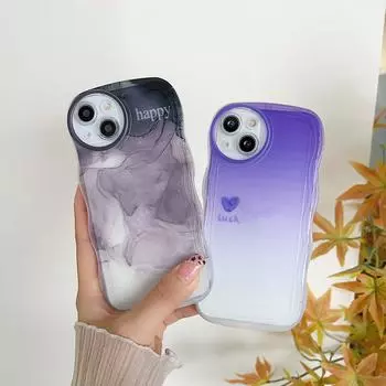 Прозрачный силиконовый чехол с волнистым краем для Xiaomi Redmi Note 10 11 12 Samsung A14 A24 A34 A54 iPhone 15 14 13 Funda Gradient Love Heart Cover Infinix Hot 10 (X682)