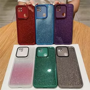 Прозрачный силиконовый мягкий чехол с блестящей защитой линз для Xiaomi Redmi 9C NFC 9A 9AT 10C 10A 12C A1 A2 Plus задняя крышка 12 10 9 C Redmi 9C чёрный/серый