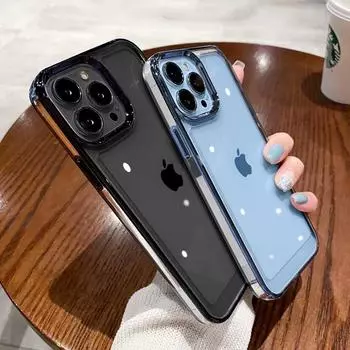 Прозрачный силиконовый противоударный чехол для телефона с покрытием для Iphone 13 12 11 Pro Max Xr Xs Max X, мягкий бампер, прозрачная металлическая крышка с кнопками For iPhone X or XS